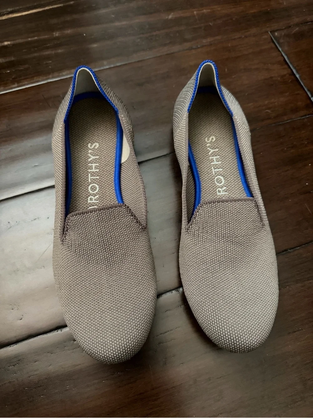 Rothy’s The Loafer Womens US 7.5 Mocha (w Blue  Halo Trim) Flats Slip On Shoes